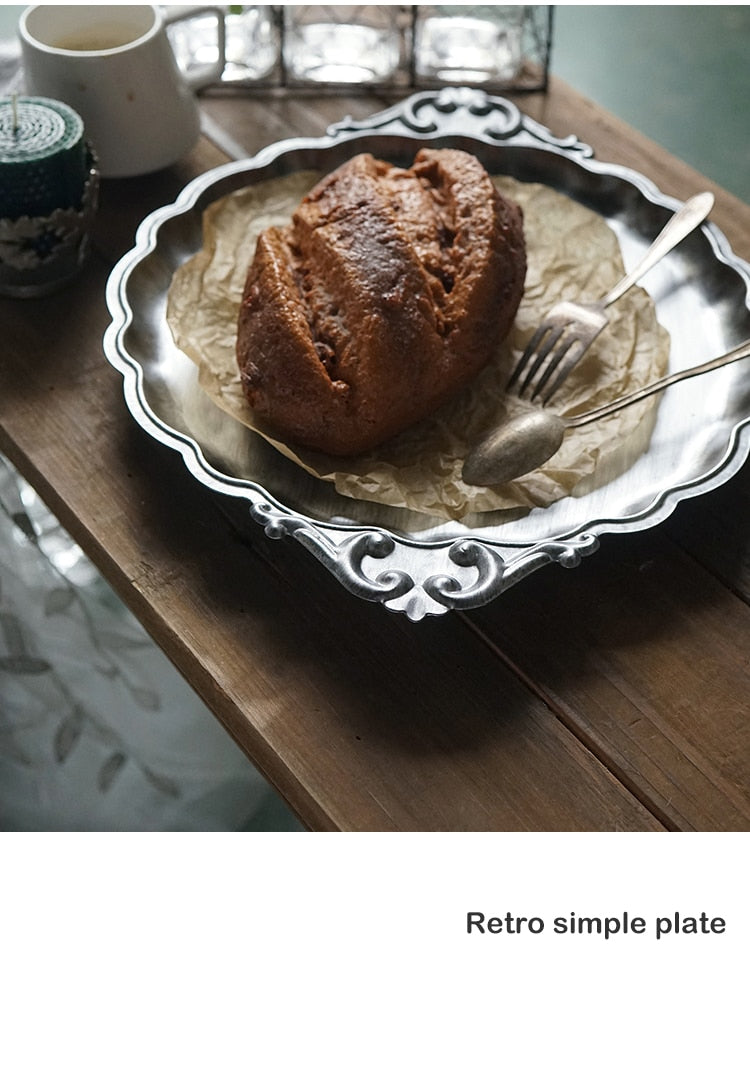 Vintage Gold/Silver Bread Food Display Tray