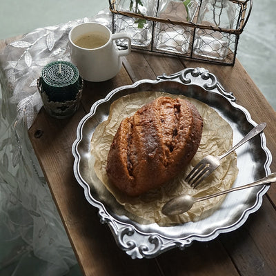 Vintage Gold/Silver Bread Food Display Tray