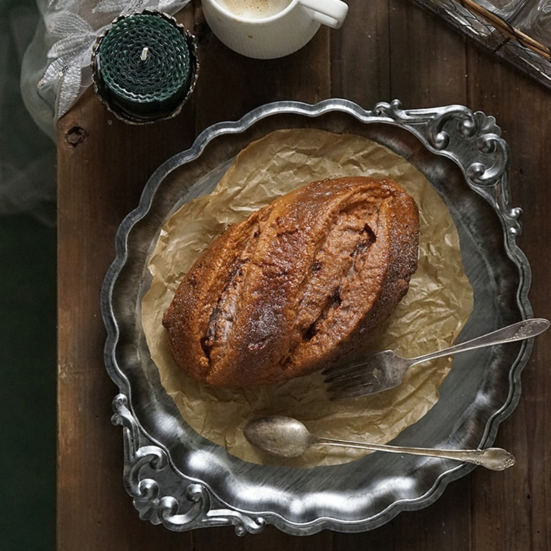 Vintage Gold/Silver Bread Food Display Tray