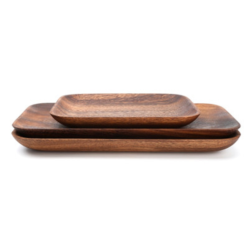 Solid Acacia Wood Tray Dinner Plate Disc