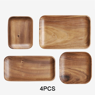 Solid Acacia Wood Tray Dinner Plate Disc