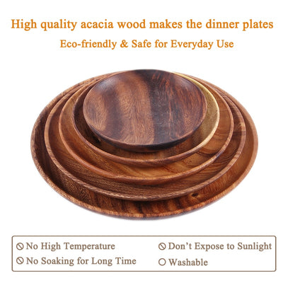 Natural Handmade Acacia Wood Round Plate